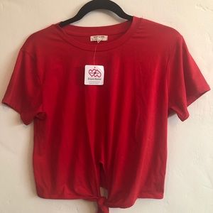 Hearts&Hips red tie front T-shirt